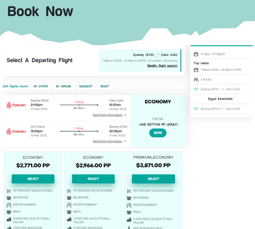 Flight Booking, Airlines selections